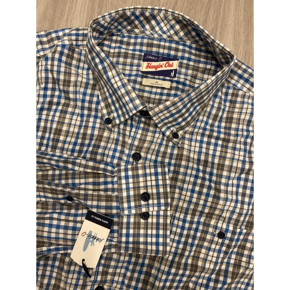 NWT $148 Johnnie-O Elmer Hangin' Out Button Up‎ Shirt Laguna blue sz XL